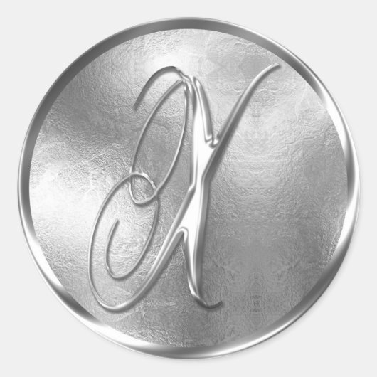 Monogram X NONMETALLIC Silver Envelope Seal Ronde Sticker (Voorkant)