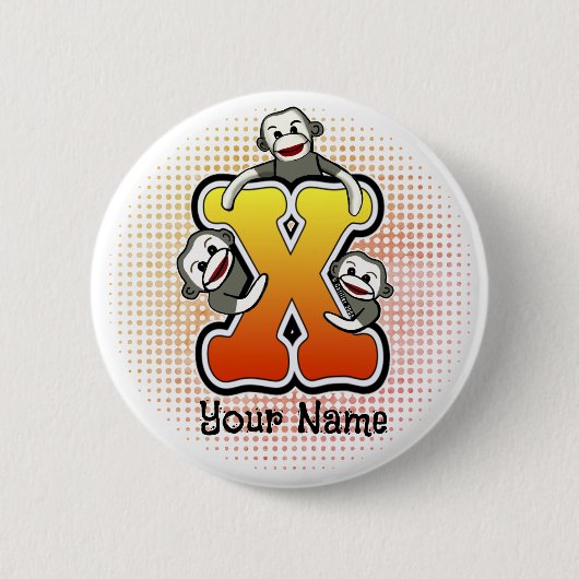 Monogram X Sokonaapje Ronde Button 5,7 Cm (Voorkant)