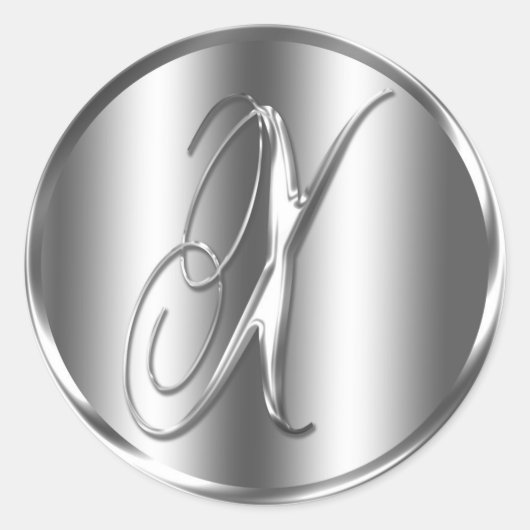 Monogram X Zilverkleurde Uitnodigingsfeestdag voor Ronde Sticker (Voorkant)