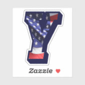 Monogram Y American Flag Letter Y Initiaal USA Sticker (Vel)