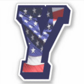 Monogram Y American Flag Letter Y Initiaal USA Sticker (Voorkant)