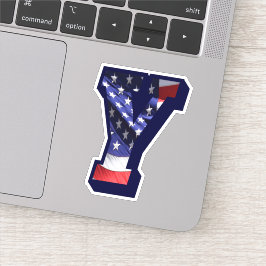 Monogram Y American Flag Letter Y Initiaal USA Sticker