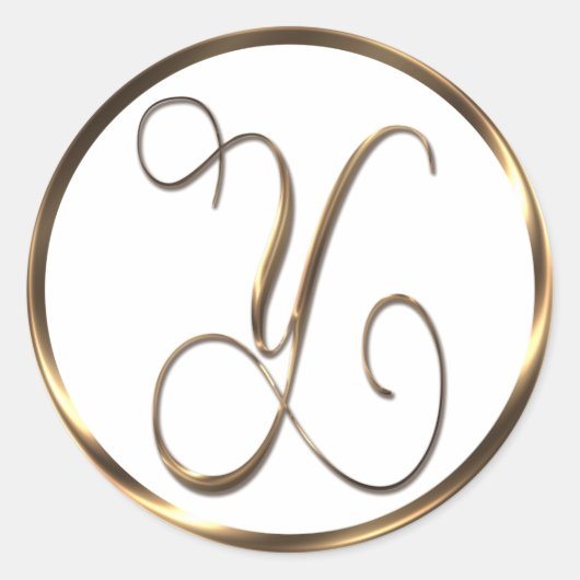 Monogram Y Faux Bronze Ronde Sticker (Voorkant)