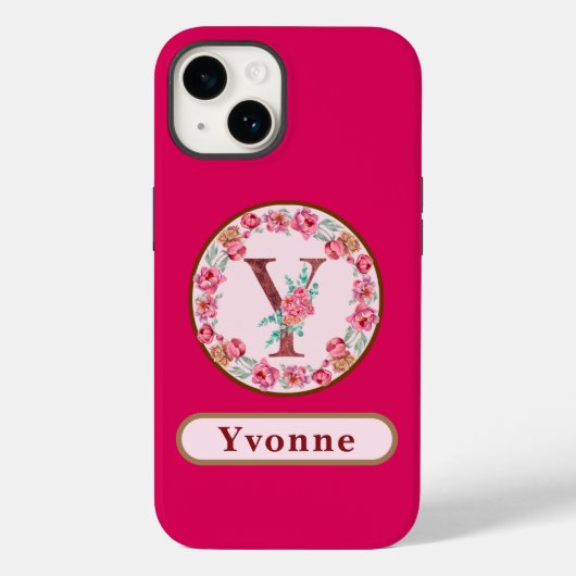 Monogram Y Floral Case-Mate iPhone Case (Achterkant)