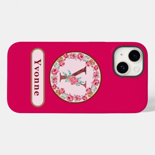 Monogram Y Floral Case-Mate iPhone Case (Achterkant (horizontaal))