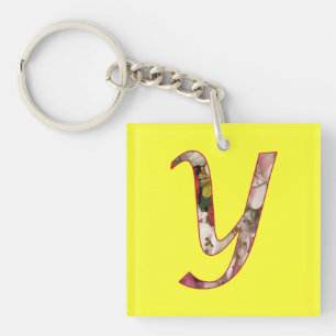 Monogram Y Floral Design Sleutelhanger