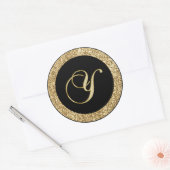 Monogram Y gouden script Ronde Sticker (Envelop)