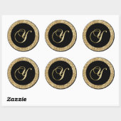 Monogram Y gouden script Ronde Sticker (Vel)
