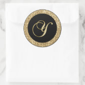 Monogram Y gouden script Ronde Sticker (Tas)
