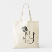 Monogram Y Handgeschreven met Roos Tote Bag (Achterkant)