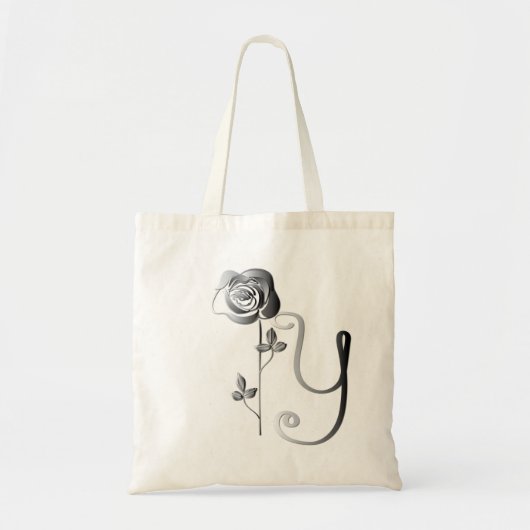 Monogram Y Handgeschreven met Roos Tote Bag (Voorkant)