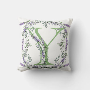 Monogram Y Lavendel Eucalyptus botanisch thema Kussen
