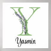 Monogram Y Lavendel Eucalyptus kinderkamer poster (Voorkant)