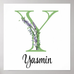 Monogram Y Lavendel Eucalyptus kinderkamer poster