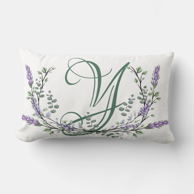 Monogram Y Lavender Eucalyptus Kussen (Voorkant)