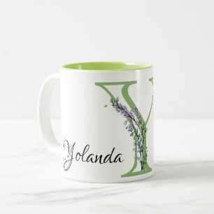 Monogram Y Lavender Eucalyptus Tweekleurige Koffiemok
