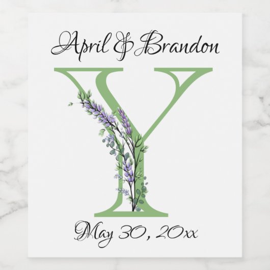 Monogram Y Lavender Eucalyptus Wijn Etiket (Enkel label)