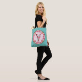 Monogram Y Letter met Peony Flower Afbeelding Canv Tote Bag (Op model)
