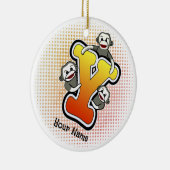 Monogram Y Sock Monkey Keramisch Ornament (Rechts)