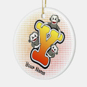 Monogram Y Sock Monkey Keramisch Ornament (Links)