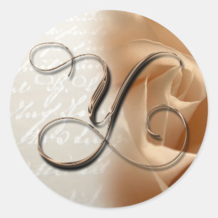 Monogram Y Wedding Envelope Seal Ronde Sticker