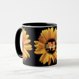 Monogram Yellow Daisy Gerbera Aster Elegant Flower Mok