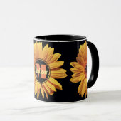 Monogram Yellow Daisy Gerbera Aster Elegant Flower Mok (Voorkant rechts)