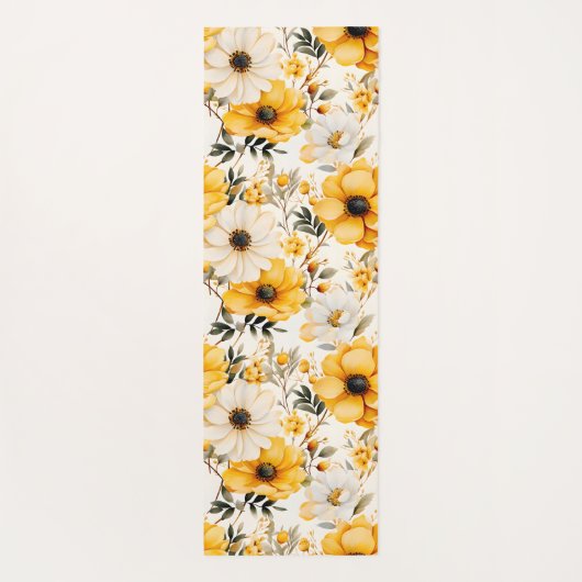 Monogram Yellow floral Pattern Yogamat (Achterkant)