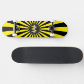 Monogram Yellow Funky Sun Rays Pattern Skateboard (Horizontaal)