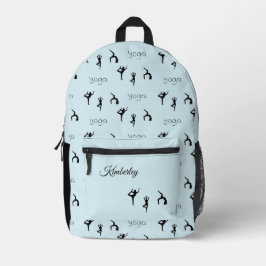 Monogram yoga poses patroon blauw bedrukte rugzak