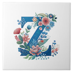 Monogram 'Z' decoratief bloemmotief Tegeltje