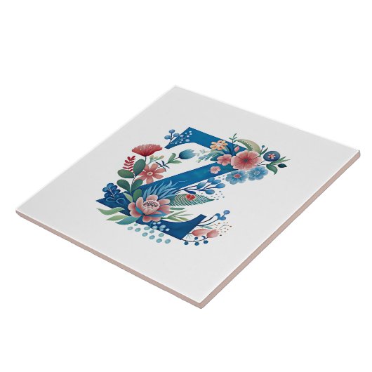 Monogram 'Z' decorative floral design Tegeltje (Zijkant)