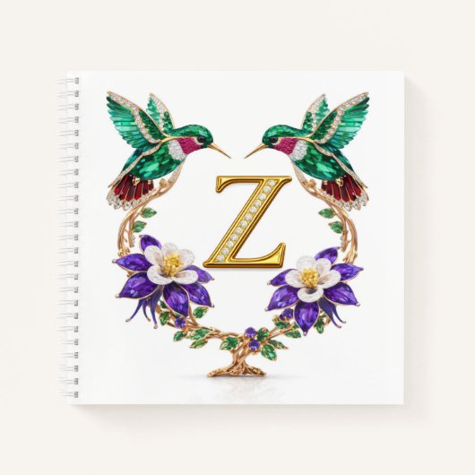 Monogram Z Gold Hummingbird Wedding Shower Gift Notitieboek (Voorkant)