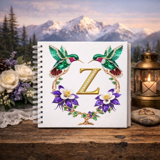 Monogram Z Gold Hummingbird Wedding Shower Gift Notitieboek