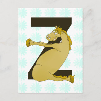 Monogram Z Grappige Pony Gepersonaliseerd Briefkaart