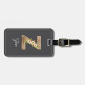 Monogram Z grijs houten letter bloem bagagelabel (Voorkant horizontaal)