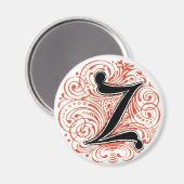 Monogram 'Z' in rood - Magnet (Voorkant / Achterkant)