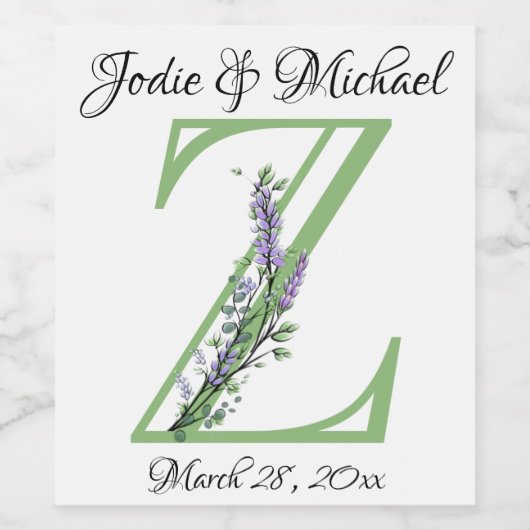 Monogram Z Lavender Eucalyptus Wijn Etiket (Enkel label)