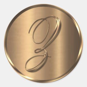 Monogram Z NONMETALLIC Bronze Envelope Seal Ronde Sticker