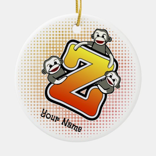 Monogram Z Sock Monkey  Keramisch Ornament (Voorkant)