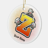 Monogram Z Sock Monkey  Keramisch Ornament (Links)