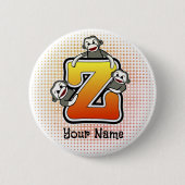 Monogram Z Sock Monkey Ronde Button 5,7 Cm (Voorkant)