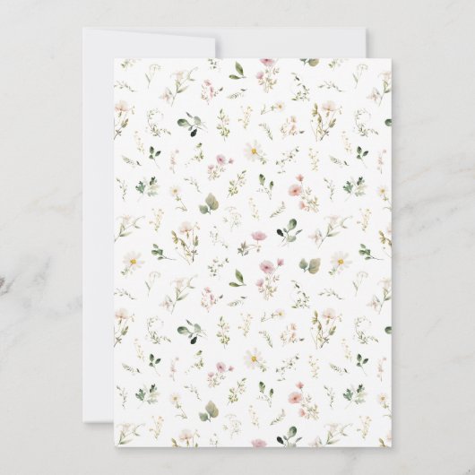 Monogram Zacht Roze Bloemen Krans Huwelijk Kaart (Achterkant)