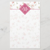 Monogram | Zacht roze Waterverf ventilator Briefpapier (Voorkant)
