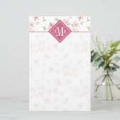 Monogram | Zacht roze Waterverf ventilator Briefpapier (Staand voorkant)