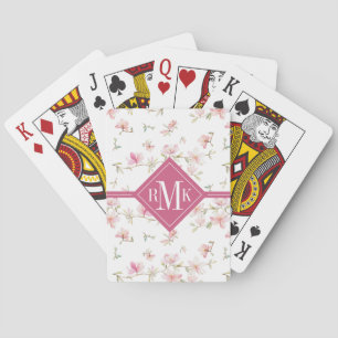 Monogram Zacht roze Waterverf ventilator Pokerkaarten
