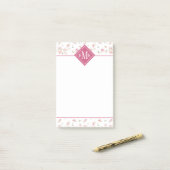 Monogram | Zacht roze Waterverf ventilator Post-it® Notes (Op bureau)
