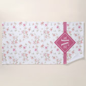 Monogram | Zacht roze Waterverf ventilator Strandlaken (Voorkant)