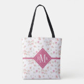 Monogram | Zacht roze Waterverf ventilator Tote Bag (Achterkant)