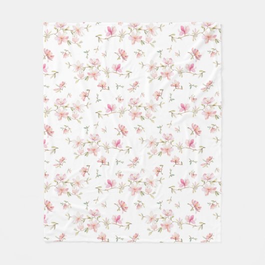 Monogram | Zacht roze Waterverf ventilatorpatroon Fleece Deken (Voorkant)